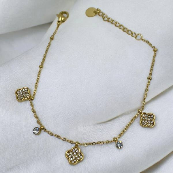 Βραχιόλι από ανοξείδωτο ατσάλι με ζιργκον χρώμα χρυσό-BR-