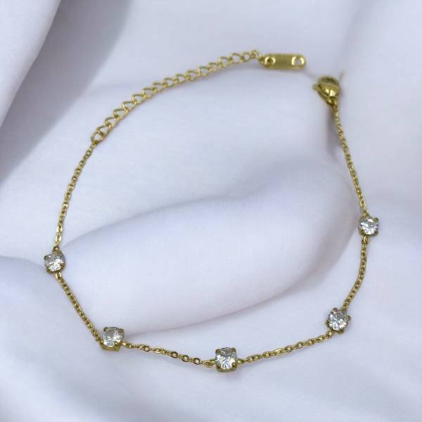 Βραχιόλι από ανοξείδωτο ατσάλι με διαμαντάκια χρώμα χρυσό-BR-