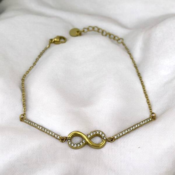 Βραχιόλι από ανοξείδωτο ατσάλι Άπειρο με ζιργκον χρώμα χρυσό-BR-