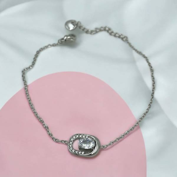 Βραχιόλι από ανοξείδωτο ατσάλι με ζιργκον χρώμα ασημί-BR-