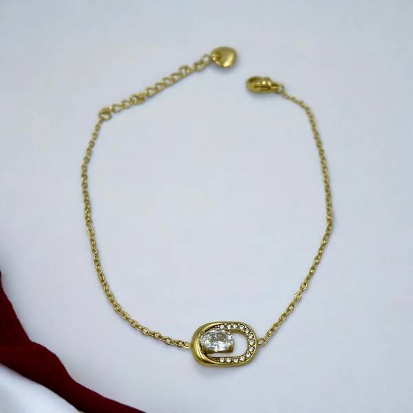 Βραχιόλι από ανοξείδωτο ατσάλι με ζιργκον χρώμα χρυσό-BR-