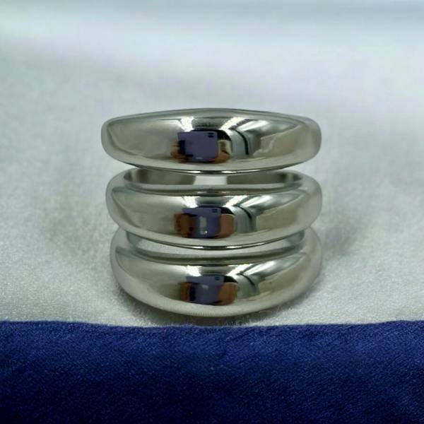 Δαχτυλίδι από ανοξείδωτο ατσάλι χρώμα ασημί-D-