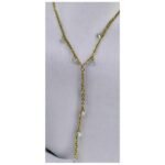 Ατσάλινο Κολιέ Y με Λαμπερές Πέτρες – Χρυσό-Κ-732 - Image 2