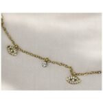 Ατσάλινο κολιέ με στρας και κρεμαστά ματάκια χρώμα χρυσό-Κ-735 - Image 2