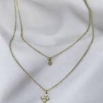 Ατσάλινο διπλό κολιέ με στρας χρώμα χρυσό-Κ-736