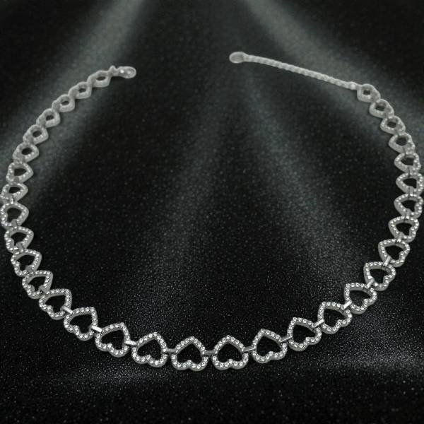 Κολιέ από ανοξείδωτο ατσάλι καρδιές με ζιργκον χρώμα ασημί-K-