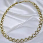 Κολιέ από ανοξείδωτο ατσάλι καρδιές με ζιργκον χρώμα χρυσό-K-