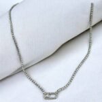 Κολιέ Ριβιέρα από Ατσάλι με Ζιργκόν χρώμα ασημί-K-748 - Image 2