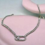 Κολιέ Ριβιέρα από Ατσάλι με Ζιργκόν χρώμα ασημί-K-478