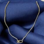 Κολιέ Ριβιέρα από Ατσάλι με Ζιργκόν χρώμα χρυσό-K-748 - Image 2