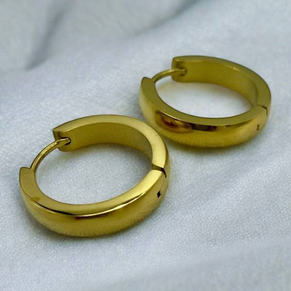 Σκουλαρίκια κρίκος από ανοξείδωτο ατσάλι χρώμα χρυσό-SK-703-large