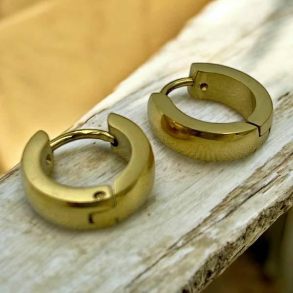 Σκουλαρίκια κρίκος από ανοξείδωτο ατσάλι χρώμα χρυσό-SK-703-small