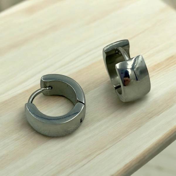 Σκουλαρίκια κρικάκια από ανοξείδωτο ατσάλι χρώμα ασημί-SK-70