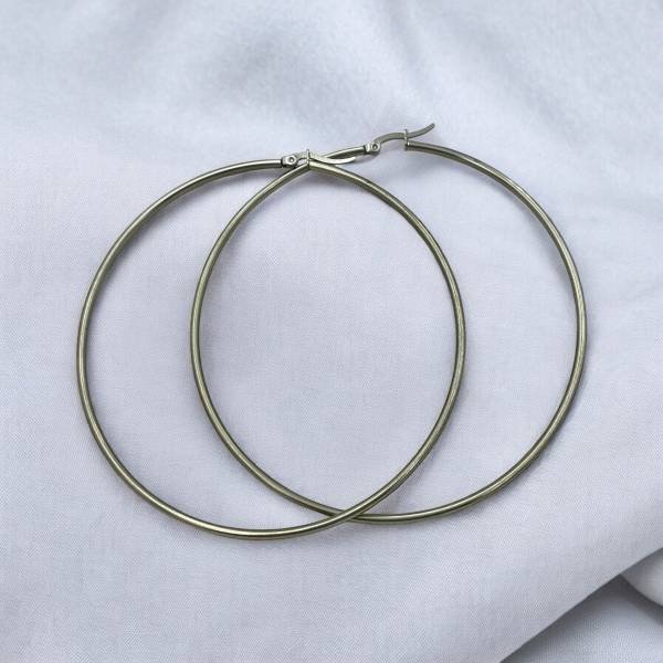 Σκουλαρίκια κρίκος μεγάλος από ανοξείδωτο ατσάλι χρώμα ασημί-SK-