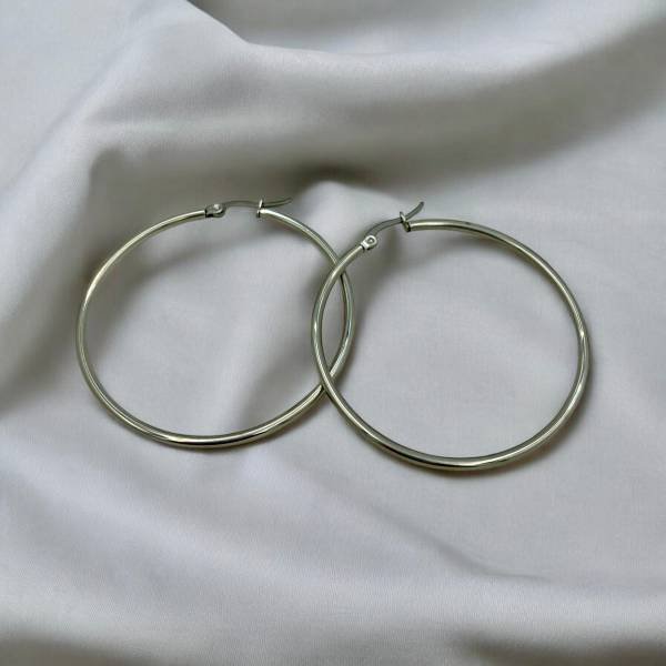 Σκουλαρίκια κρίκος από ανοξείδωτο ατσάλι χρώμα ασημί-SK-