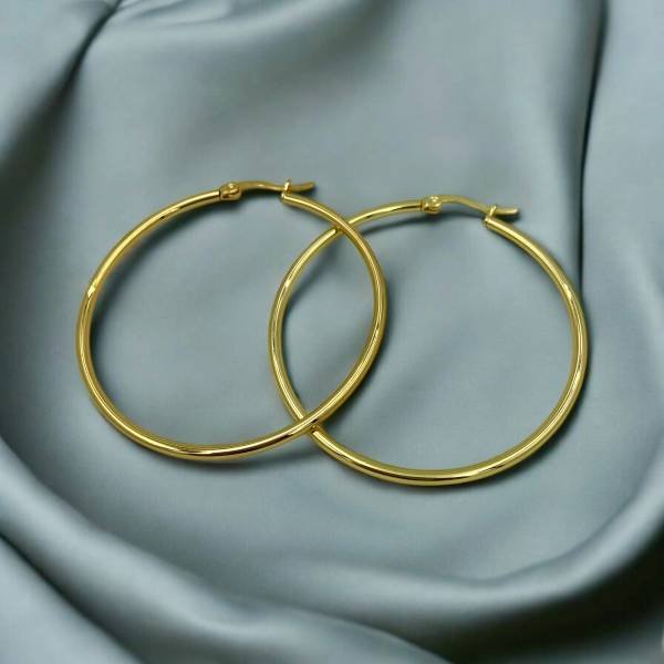 Σκουλαρίκια κρίκος από ανοξείδωτο ατσάλι χρώμα χρυσό-SK-