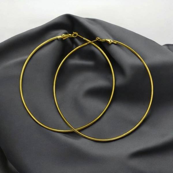 Σκουλαρίκια κρίκος μεγάλος από ανοξείδωτο ατσάλι χρώμα χρυσό-SK-