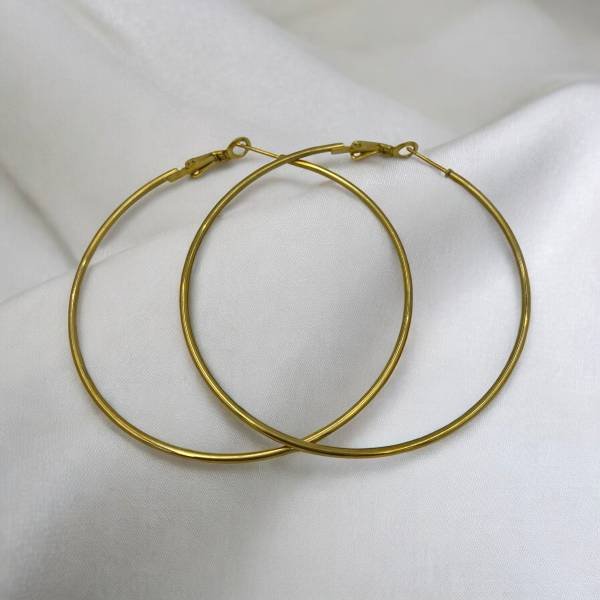 Σκουλαρίκια κρίκος από ανοξείδωτο ατσάλι χρώμα χρυσό-SK-