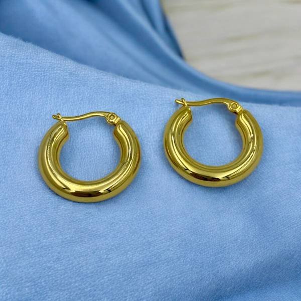 Σκουλαρίκια κρίκος από ανοξείδωτο ατσάλι χρώμα χρυσό-SK-