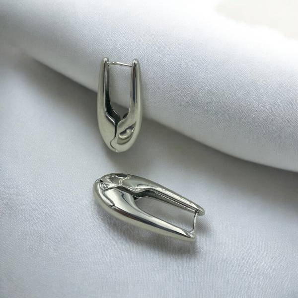 Σκουλαρίκια κρίκος από ανοξείδωτο ατσάλι χρώμα ασημί-SK-