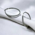 Σκουλαρίκια κρίκος από ανοξείδωτο ατσάλι με στρας -ασημί-SK-715 - Image 3