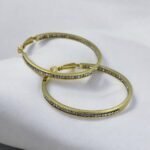 Σκουλαρίκια κρίκος από ανοξείδωτο ατσάλι με στρας -χρυσό-SK-715 - Image 2