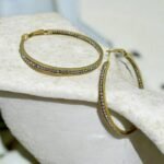 Σκουλαρίκια κρίκος από ανοξείδωτο ατσάλι με στρας -χρυσό-SK-