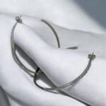 Σκουλαρίκια κρίκος μεγάλος από ανοξείδωτο ατσάλι με στρας -ασημί-SK-716 - Image 2
