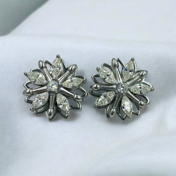 Σκουλαρίκια Ατσάλινα με διαφανή πέτρες χρώμα ασημί-SK-719