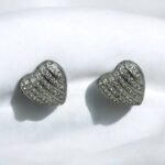 Σκουλαρίκια καρδιές με στρας από ανοξείδωτο ατσάλι- ασημί-SK-