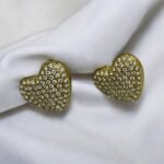 Σκουλαρίκια καρδιές με στρας από ανοξείδωτο ατσάλι- χρυσό-SK-