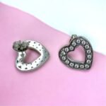 Σκουλαρίκια καρδιές με στρας από ανοξείδωτο ατσάλι- ασημί-SK-728 - Image 2