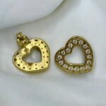 Σκουλαρίκια καρδιές με στρας από ανοξείδωτο ατσάλι- χρυσό-SK-728 - Image 2