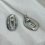 Σκουλαρίκια καρφωτά με στρας από ανοξείδωτο ατσάλι- ασημί-SK-731 - Image 2