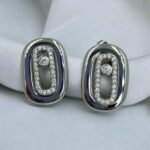 Σκουλαρίκια καρφωτά με στρας από ανοξείδωτο ατσάλι- ασημί-SK-