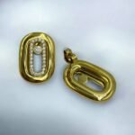 Σκουλαρίκια καρφωτά με στρας από ανοξείδωτο ατσάλι- χρυσό-SK-731 - Image 2