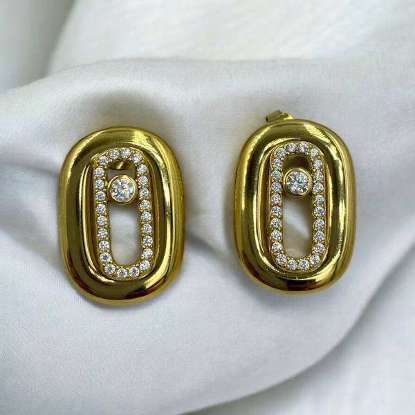 Σκουλαρίκια καρφωτά με στρας από ανοξείδωτο ατσάλι- χρυσό-SK-731