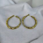 Σκουλαρίκια κρίκος διπλός από ανοξείδωτο ατσάλι δίχρωμος χρυσό/ασημί-SK-