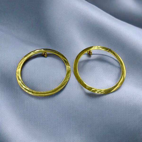 Ατσάλινα Σκουλαρίκια Γεωμετρικού Σχήματος Κύκλος– Χρυσό Φινίρισμα-SK-