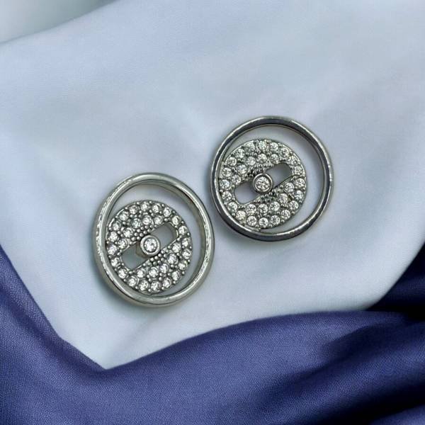 Σκουλαρίκια καρφωτά ατσλαλινα μάτι με στρας- ασημί-SK-741