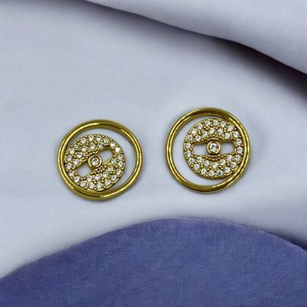 Σκουλαρίκια καρφωτά ατσλαλινα μάτι με στρας-χρυσό-SK-741