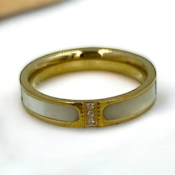 Δαχτυλίδι βεράκι φίλντισι με ζιργκον από ανοξείδωτο ατσάλι χρώμα χρυσό-D-