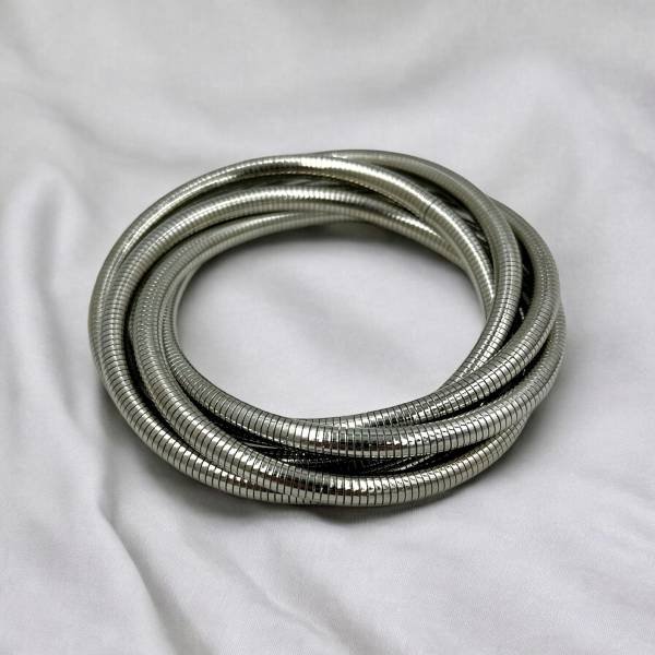 Βραχιόλι Κολιέ Σπιράλ Ατσάλινο χρώμα ασημί-BR-