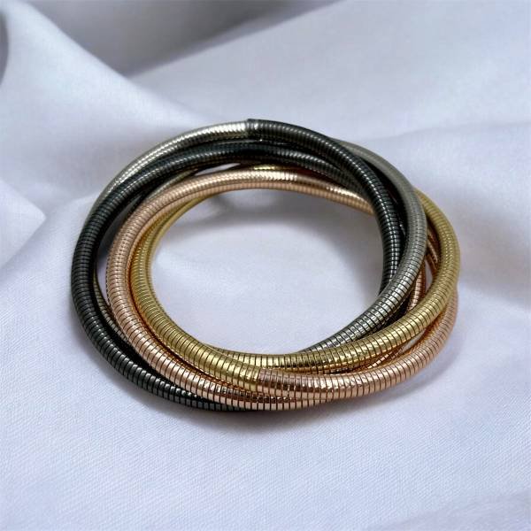 Βραχιόλι Κολιέ Σπιράλ Ατσάλινο ασημί/χρυσό/μαύρο/ροζχρυσό-BR-