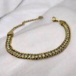 Βραχιόλι ατσάλινο χοντρή αλυσίδα με ζιργον, χρώμα χρυσό-BR-