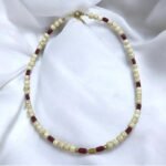 Χειροποίητο ατσάλινο κολιέ, με πέτρες Χαολίτης και χρυσές λεπτομέρειες-K-