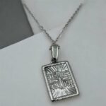 Ατσάλινο Κολιέ Κωνσταντινάτο χρώμα ασημί-K-769 - Image 2