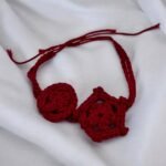 Σετ χειροποίητο κολίε με βραχιόλι πλεκτά με βελονάκι χρώμα Μπορντό - Image 2