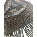 Χειροποίητη πλεκτή τσάντα με κρόσια νήμα μακό, χρώμα μαύρο-PL-300 - Image 4