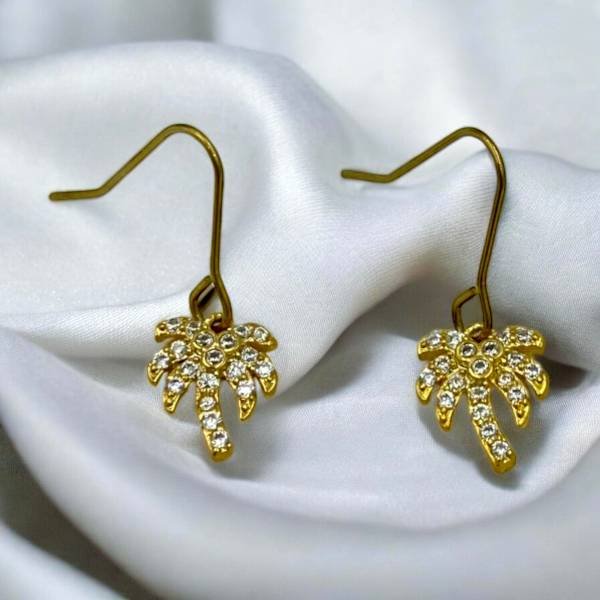 Σκουλαρίκια ατσάλινα φοίνικας με στρας χρώμα χρυσό-SK-